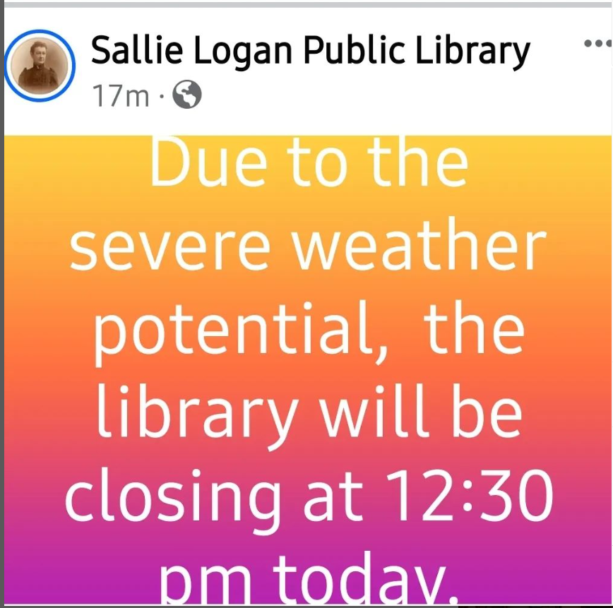 Library closed for weather
