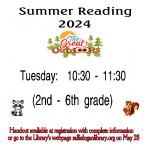 Summer Reading - Up to 1st Grade